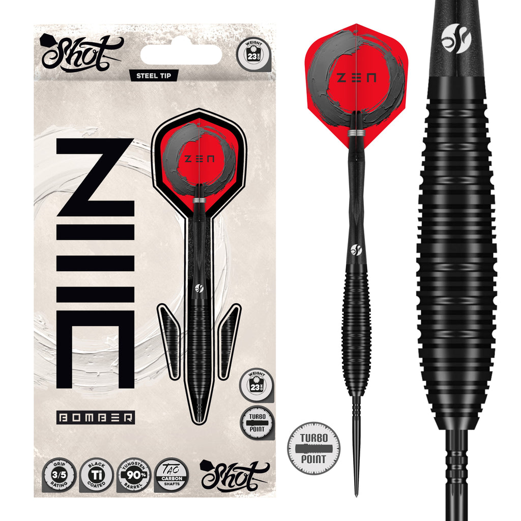 Zen Bomber Steel Tip Dart Set-90% Tungsten Barrels