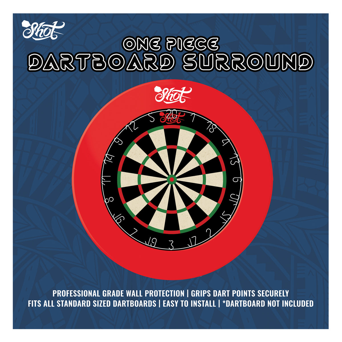 Shot 1pce Dartboard Surround Red & Black
