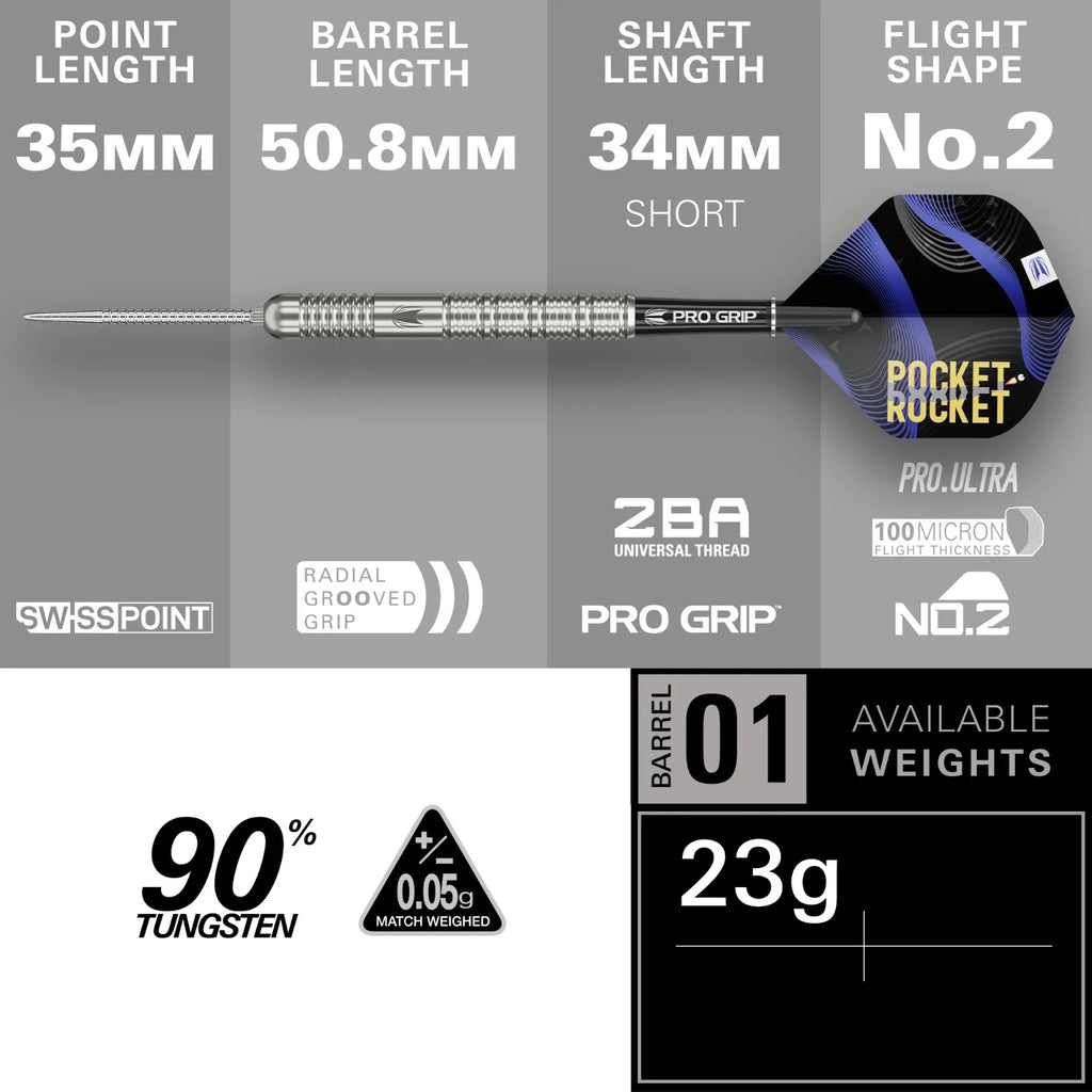 Justin Hood 90% Tungsten - Steel Tip Darts